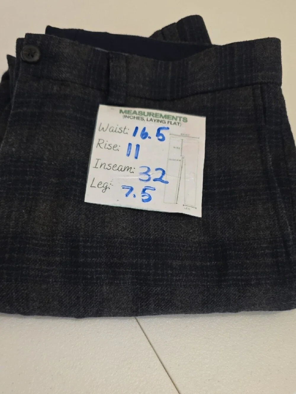 NOVA Fides Woven In Italy For Banana Republic Gray-Blue Plaid 40% Wool Pants